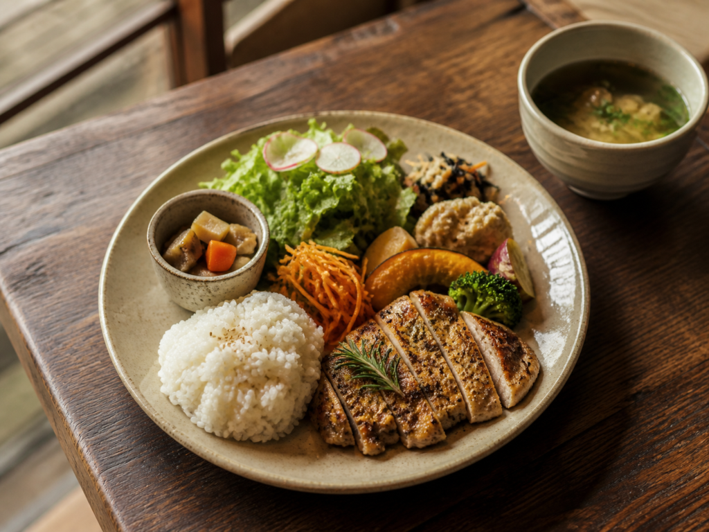 ハーブチキンと季節野菜のプレート