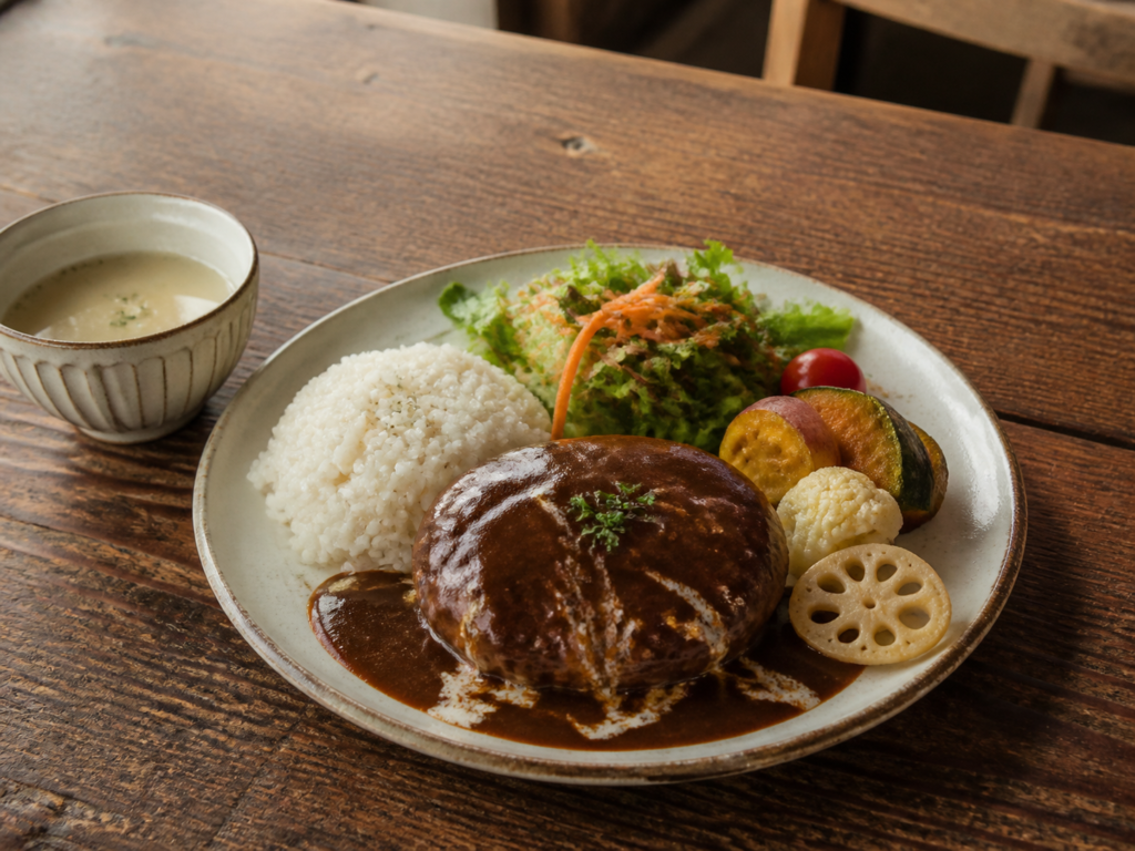 手ごねハンバーグのプレート